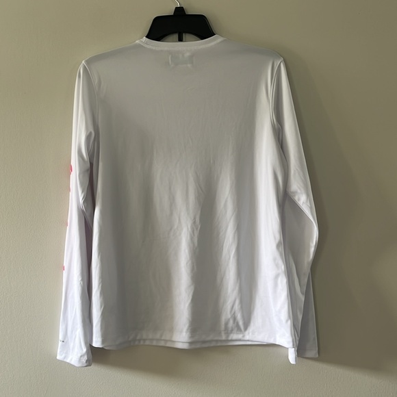 Columbia women's rapid creek long-sleeve top shirt white pink logo M omni shade - Picture 12 of 16